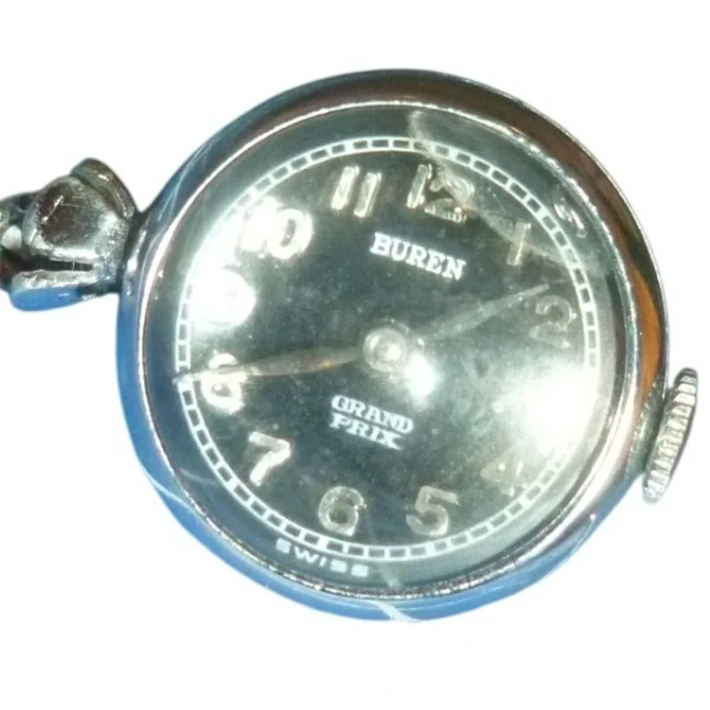 Vintage BUREN Grand Prix Swiss Orb Bubble Pendant Watch Taxedo Dial Orb Works‎